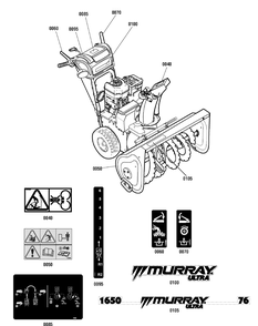 Decals Group Diagram and Parts List for 1695912-ML761650 2010 Briggs and Stratton Snow Blower